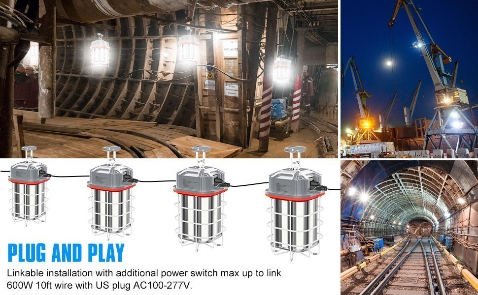 Linkable LED Temporary Work Light 150W Constructions Jobsite Lamp 22500LM 5000K