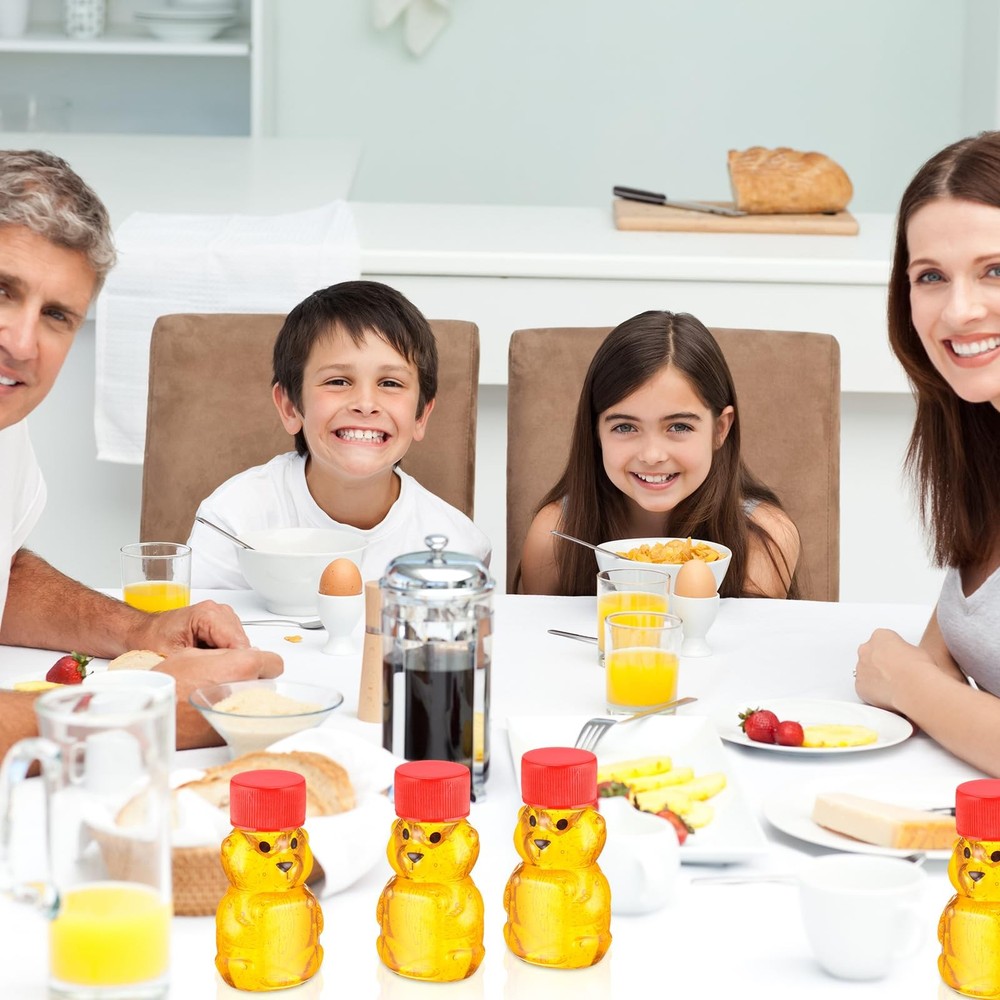 Patelai 96 Pcs 2 oz Plastic Clear Honey Bear Bottles Containers