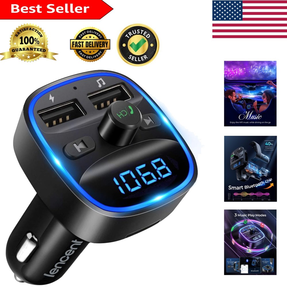 Bluetooth FM Transmitter & Dual USB Car Charger - Hands-Free Calling Adapter