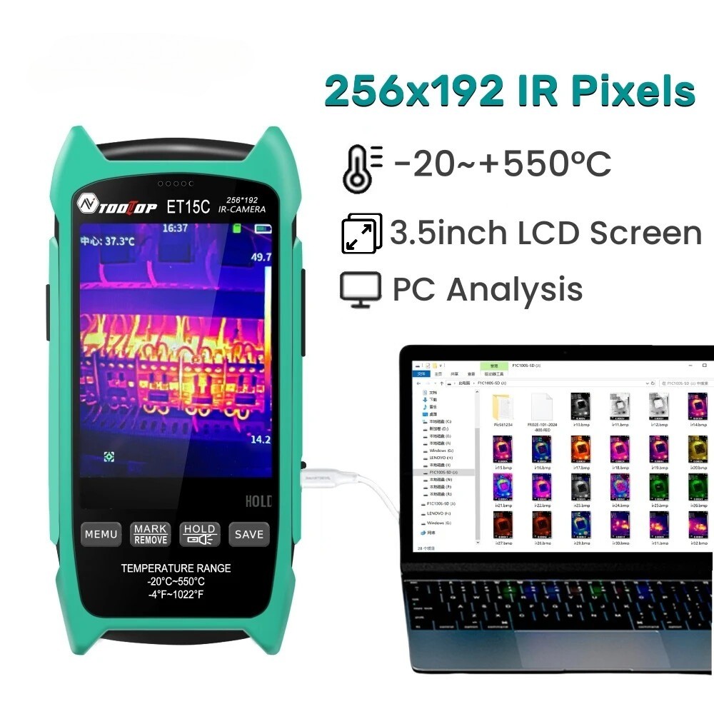Infrared Thermal Imager 256×192 Temperature Camera 3.5” Screen USB PC 550℃
