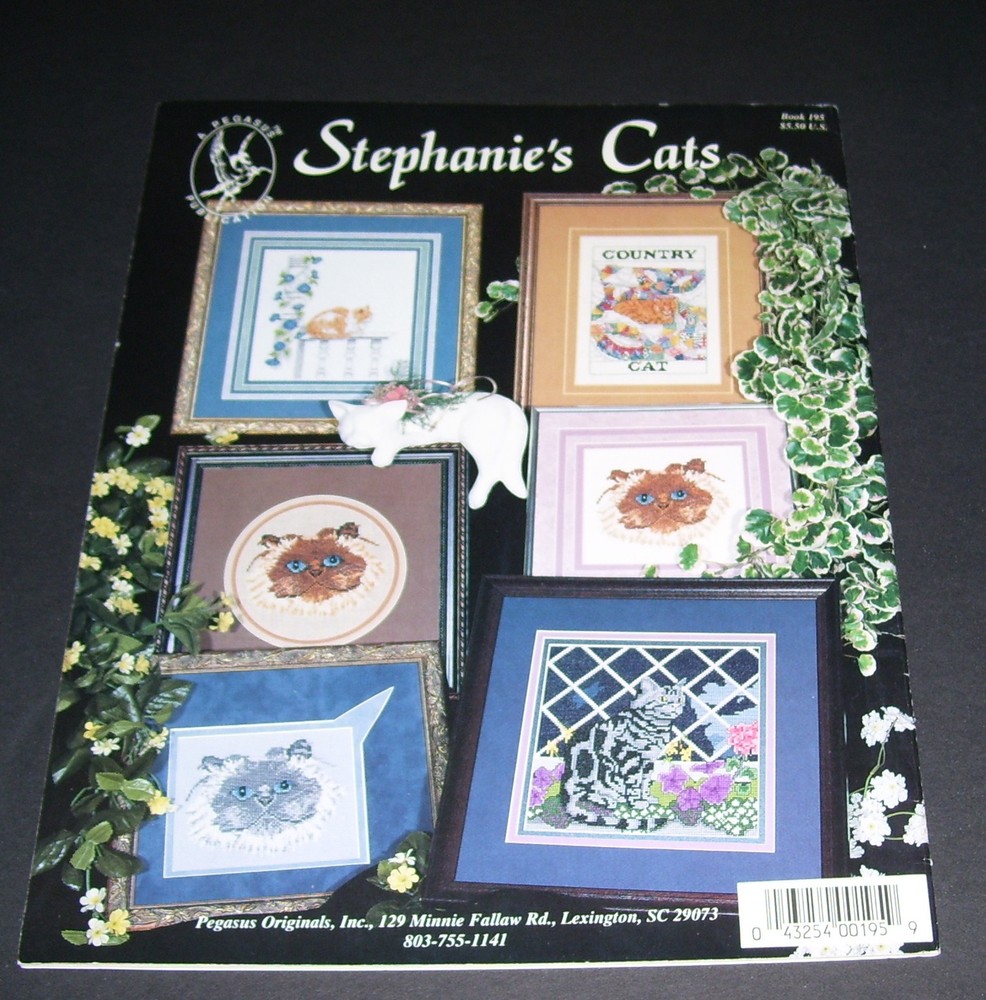 PEGASUS COUNTED CROSS STITCH PATTERN LEAFLET BOOK 1994 STEPHANIE'S CATS #195