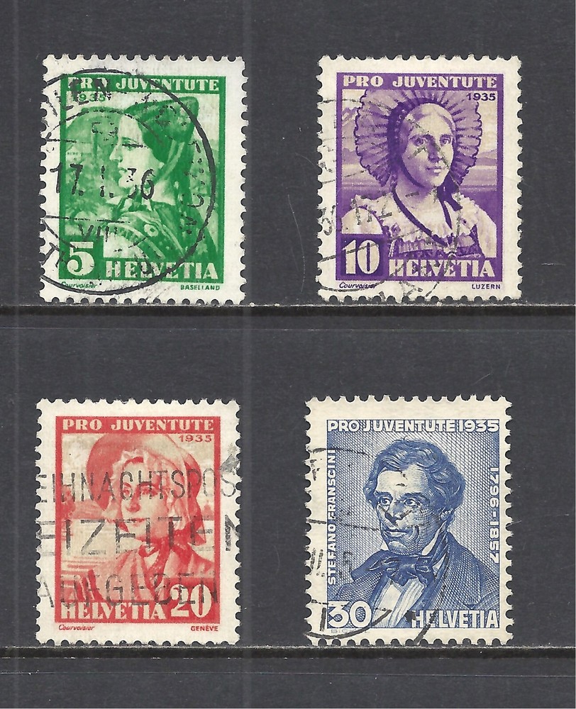 SWITZERLAND SCOTT B73 - B76 USED SET - 1935 SEMI-POSTAL ISSUE (B)