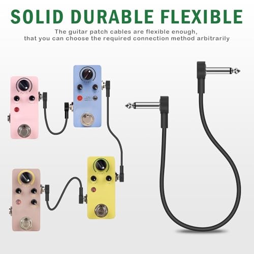3 Inch Guitar Patch Cables 4 Pack, 1/4" TS Right Angle 3 INCH Black 4 PACK