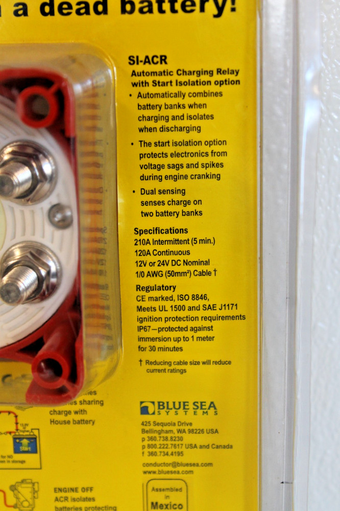 Blue Sea 7650 Add-A-Battery Kit 120A Battery Switch Automatic Charging Relay