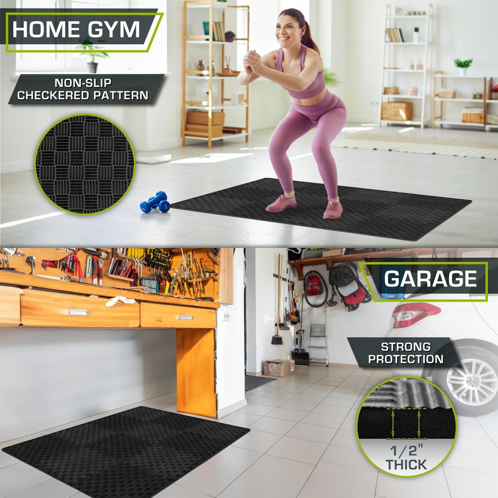 ProsourceFit Exercise Puzzle Mat ½ in, Checkered EVA Foam Puzzle Floor Mat...