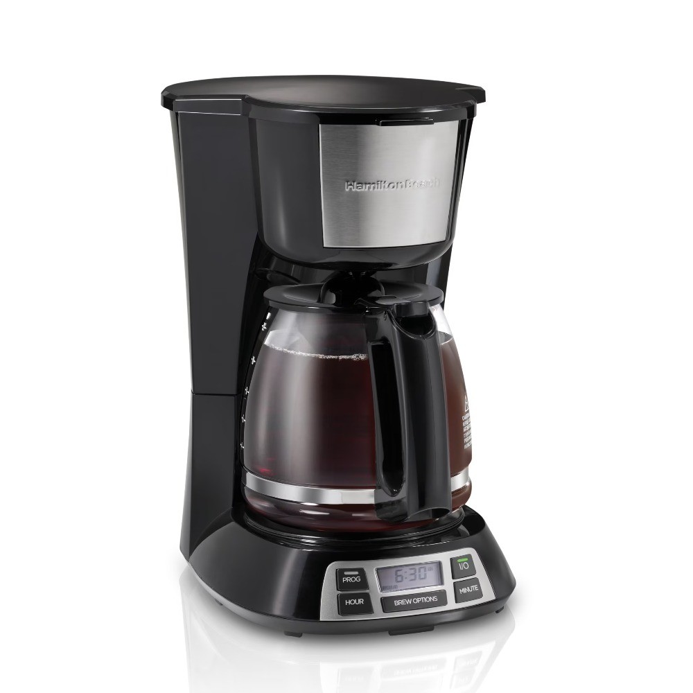 Brew 12-Cup Programmable Drip Coffee Maker Machine with Glass Coffee Pot, Black
