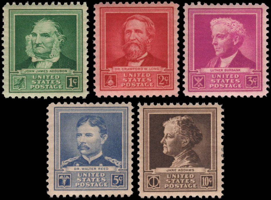 US #874-878 MH Famous Scientists