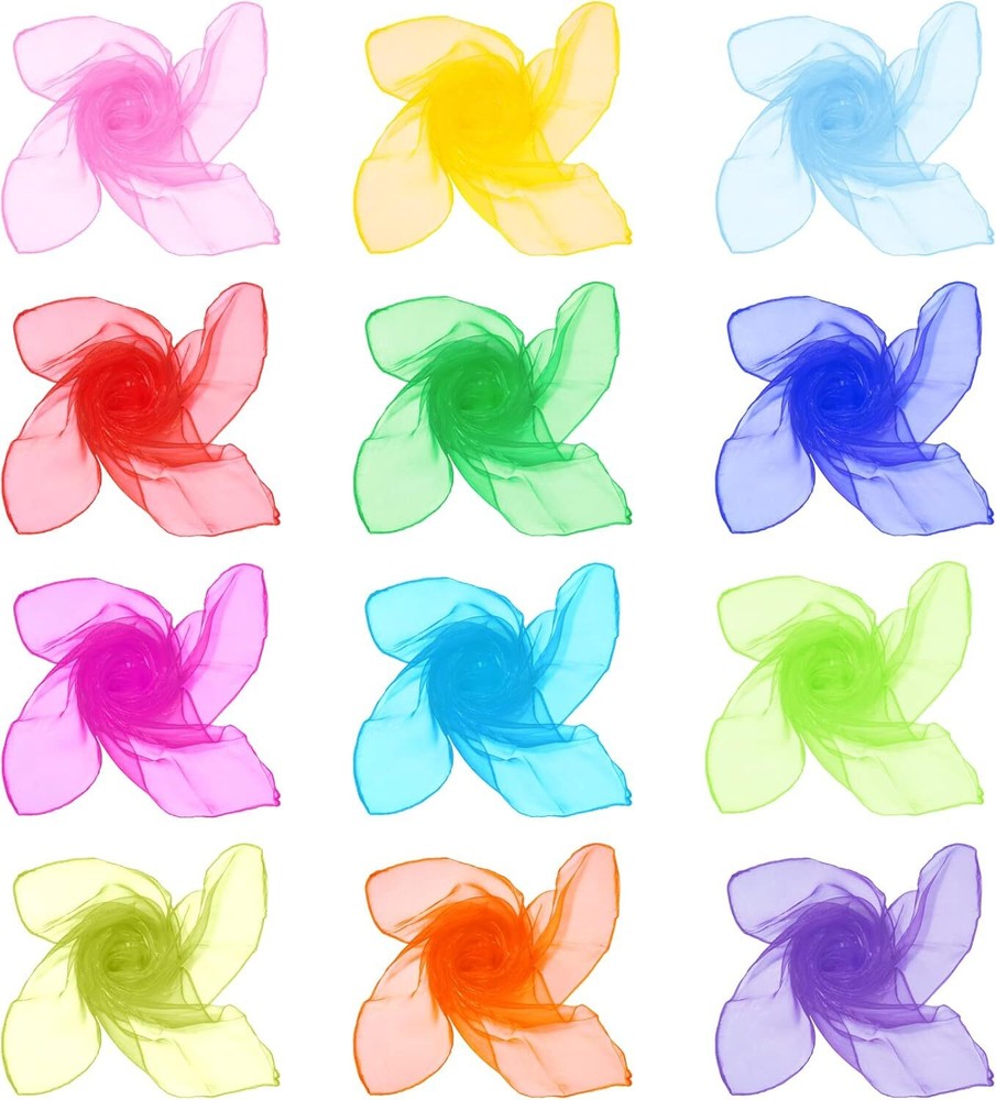 12Pcs Square Juggling Silk Dance Scarves Magic Tricks Performance Props Accessor
