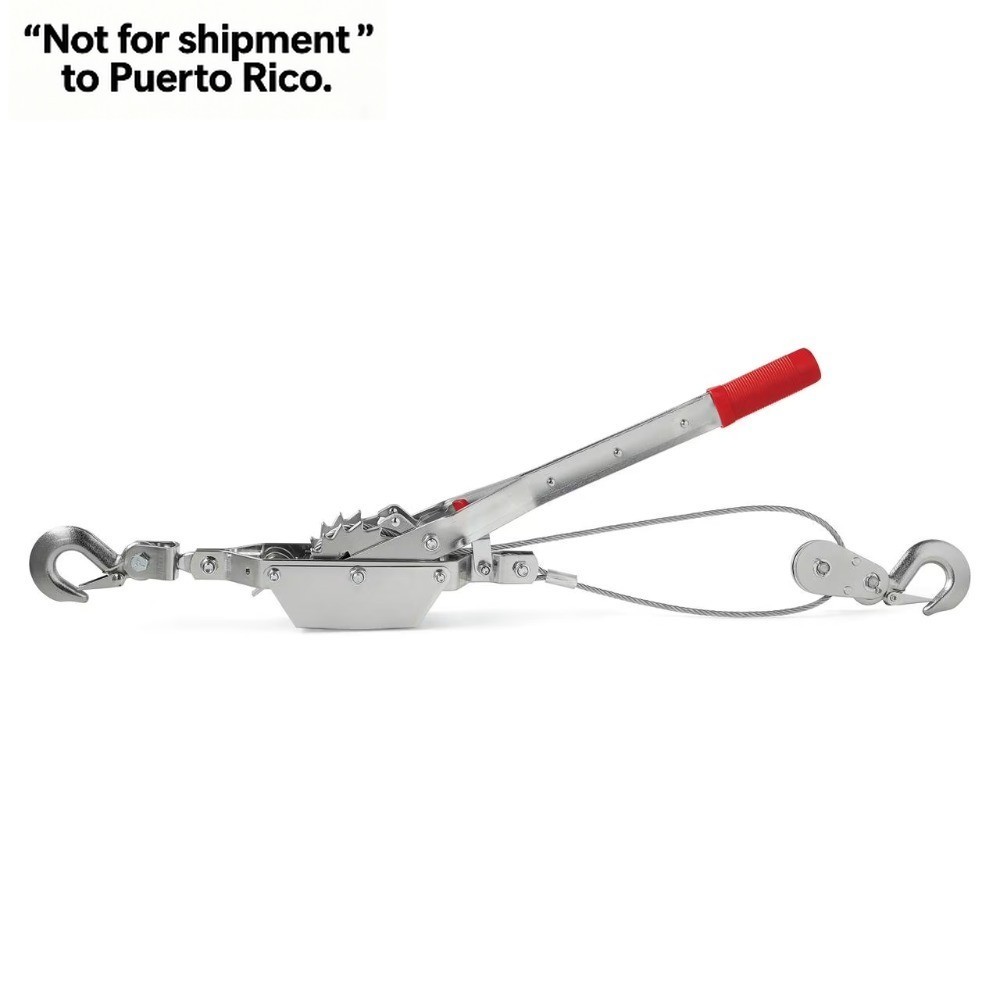 2 Ton Steel Dual Gear Power Puller, 4000 lbs. Load Capacity, Hand Winch Cable
