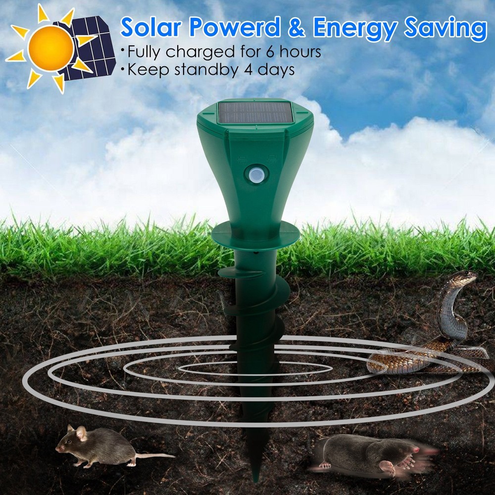 8Pack Solar Ultrasonic Mice Gopher Mole Pest Snake Animal Repeller Waterproof