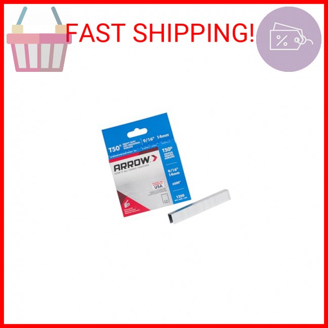 Arrow T50 9/16" Staples, 1250 Count