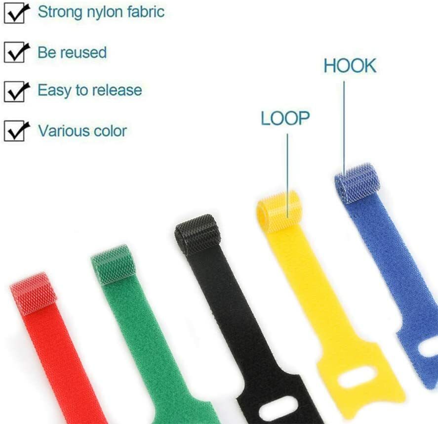 6 pcs Microfiber Cloth Cable Straps Hook Loop Reusable Fastening Cable 6" Ties