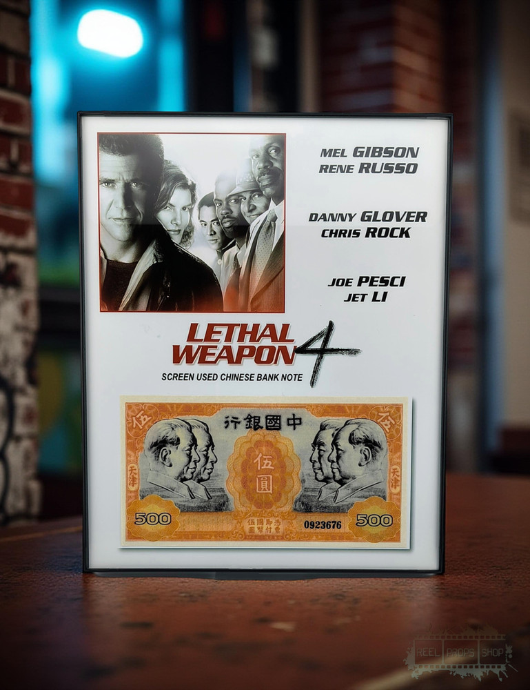 LETHAL WEAPON 4 PROP - SCREEN USED - FRAMED PROP BILL - MEL GIBSON