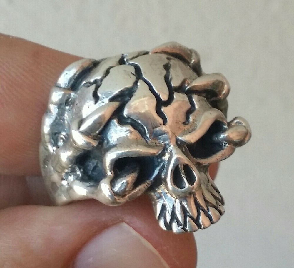 925 MENS SILVER RING skull motorcycle pirate claws