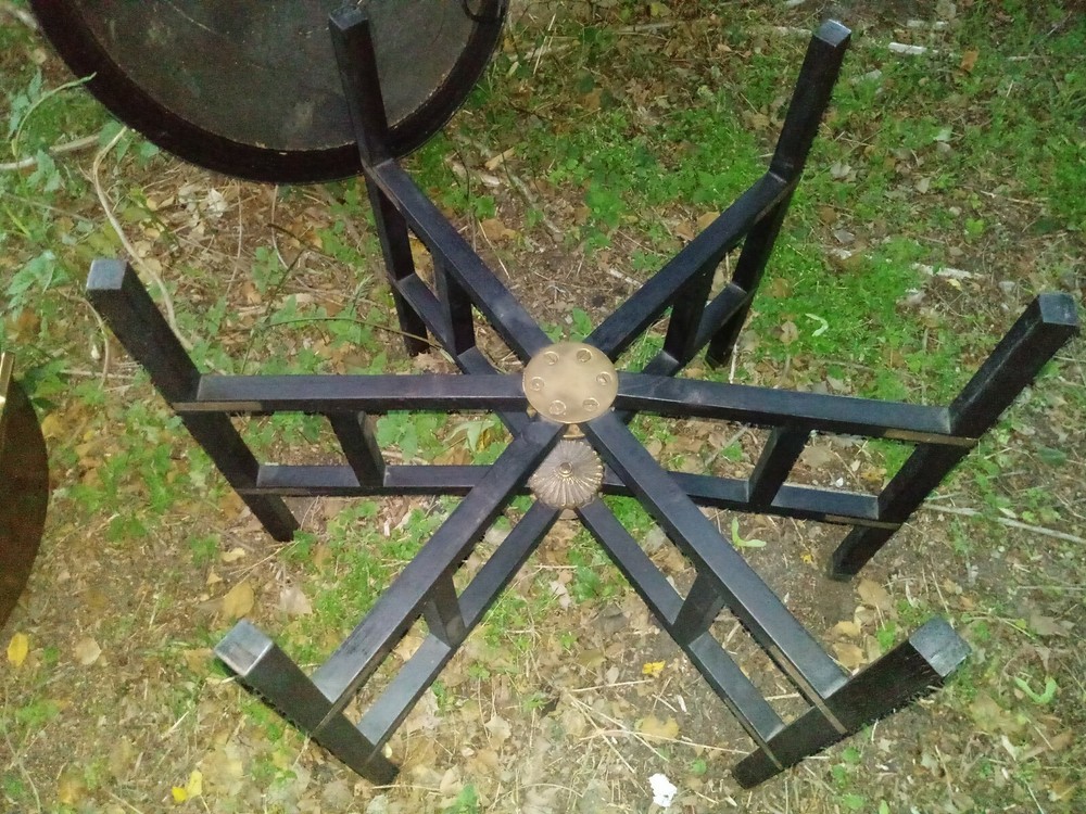 HUGE COPPER BRASS PLANTER POT STAND HANDLES INSERT COFFEE TABLE BASE