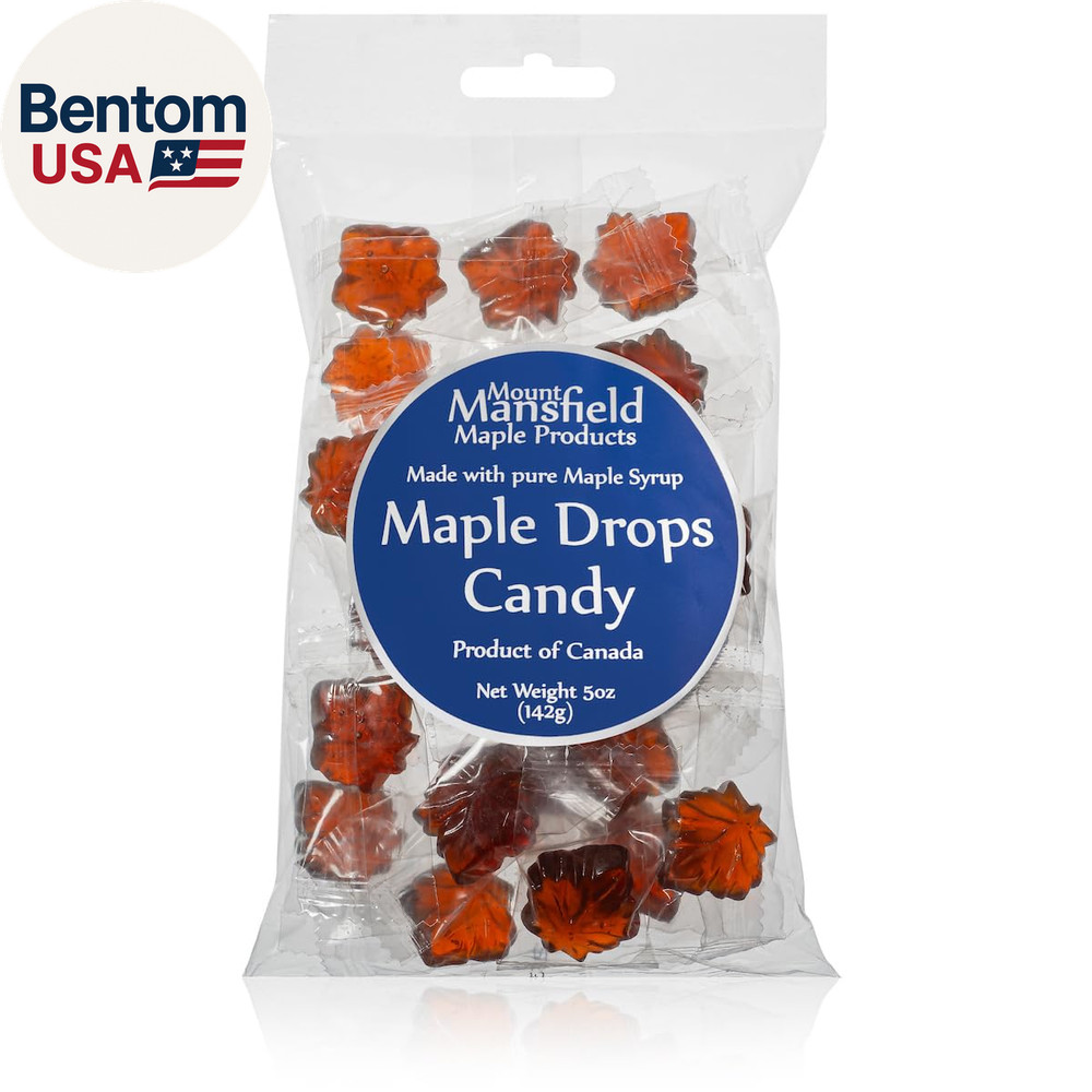 Mansfield Maple Maple Drops Hard Candy Made with REAL Maple Syrup (5Oz Cellophan