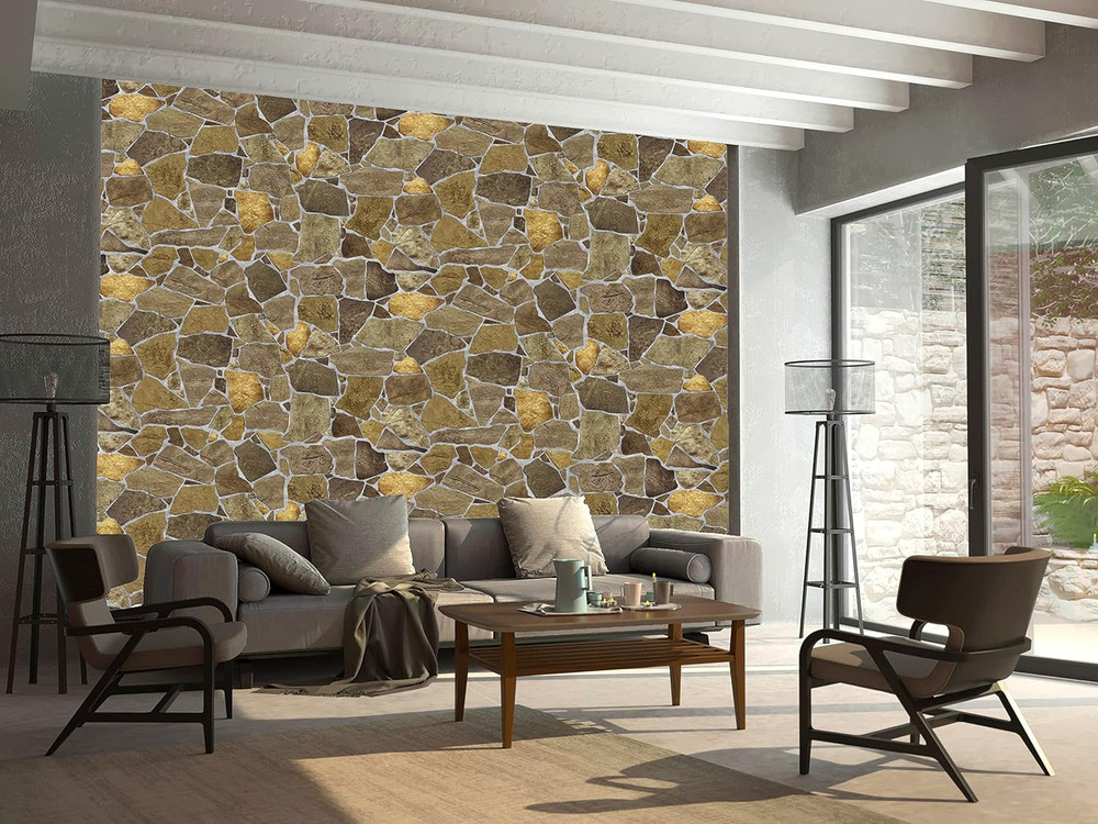 Faux Stone 3D Wall Panels - Brown PVC, 5 Pack, 33.5 Sq. Ft. Coverage