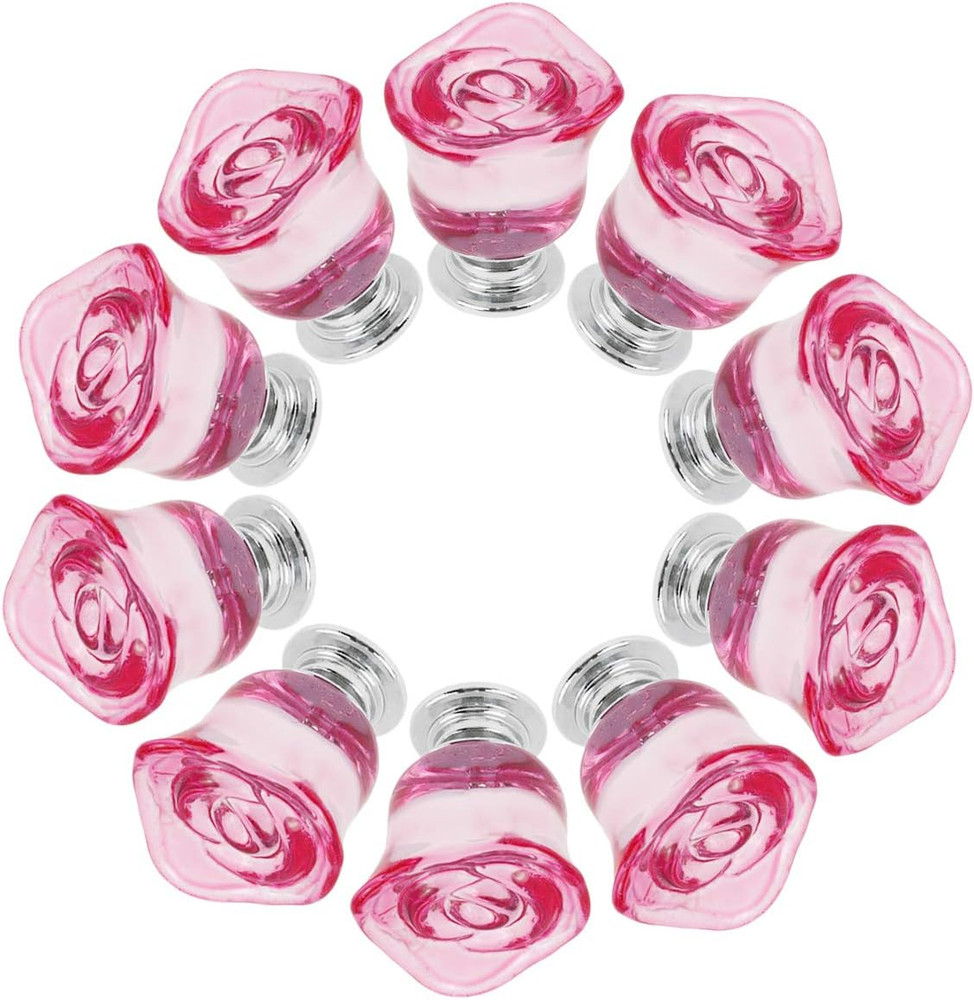 Geesatis 10 Pcs Pink Crystal Drawer Knobs Cabinet Pulls Handles Knobs for Home K