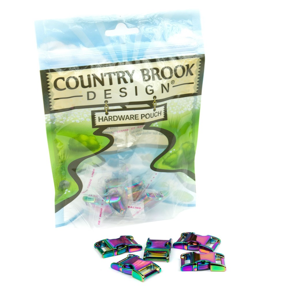 5/8 Inch Iridescent Rainbow Convex Non Adjustable Side Release Buckles, 10 Pack