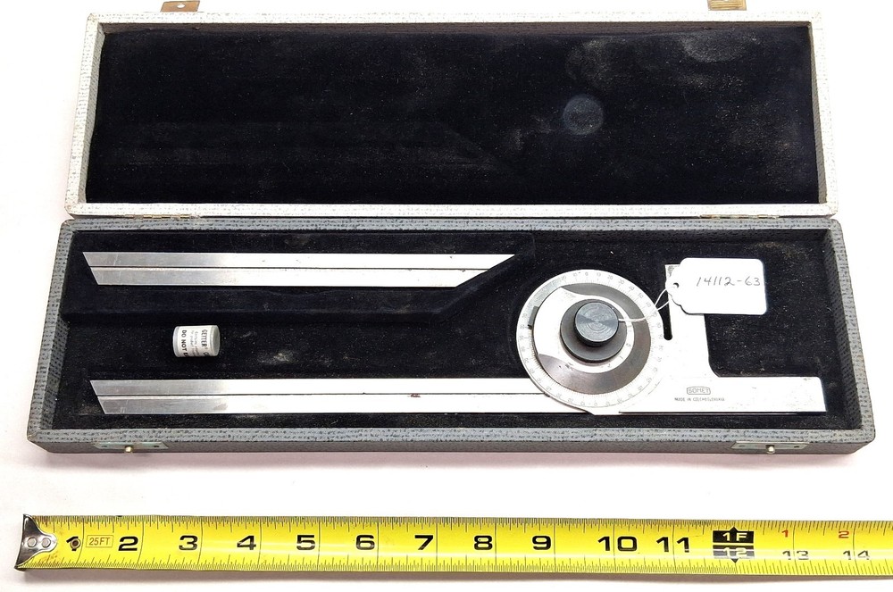 Bevel Protractor, Vintage SOMET Bevel Protractor w/ 8 & 12" Blade, and case