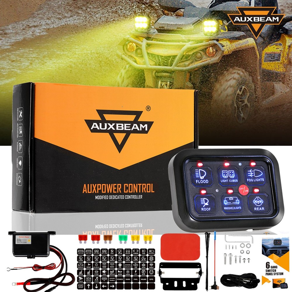AUXBEAM 6 Gang Switch Panel Circuit  Control Relay System For Can-Am Maverick X3