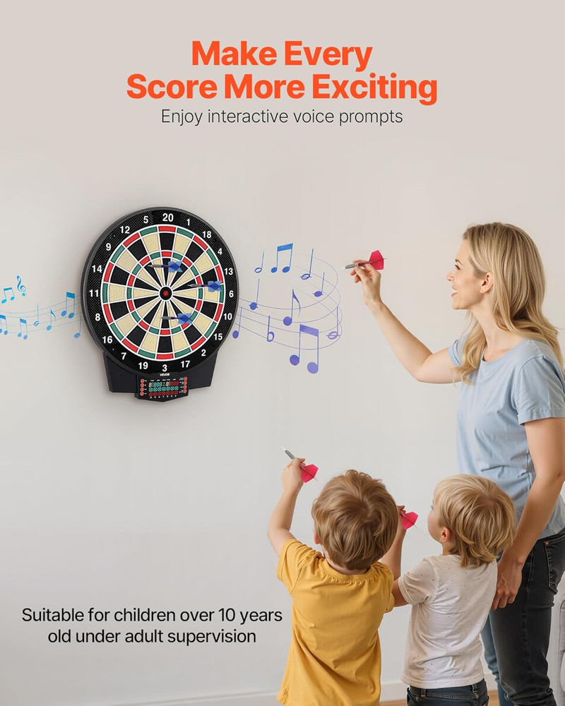 Electronic Dart Board, 15.5" Target Dartboard with 43 Games & 320+ Variations fo