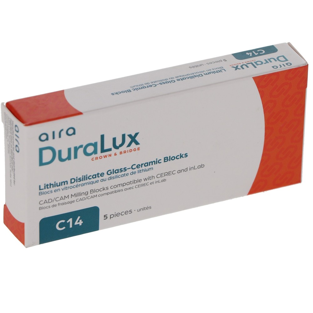 Aira 600130 DuraLux IPS e.max Type Blocks CAD inLab HT C2 C14 5/Pk