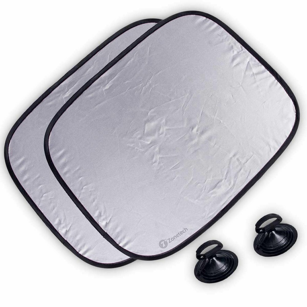 Zone Tech 2x Foldable Car Nylon Side Window Sun Shades Summer Ray Protection