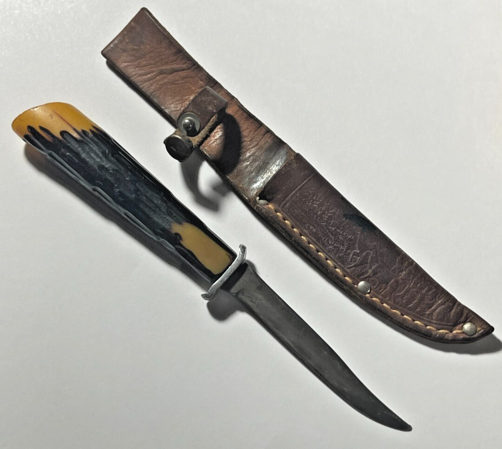 Vintage Fixed Blade Skinner Hunting Knive with Sheath