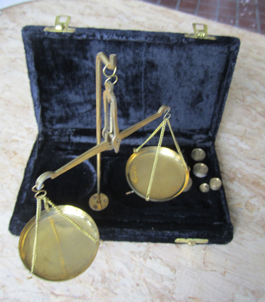 Small hanging scale (with weights) in carrying case