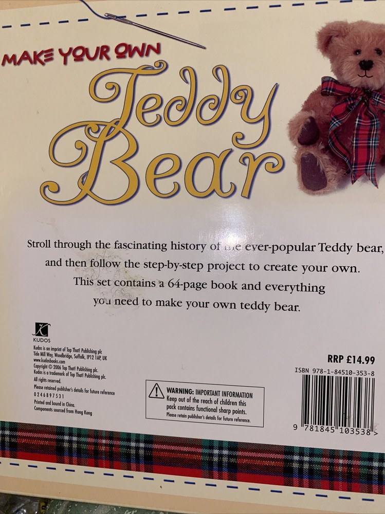 MAKE YOUR OWN TEDDY BEAR Book And Kit