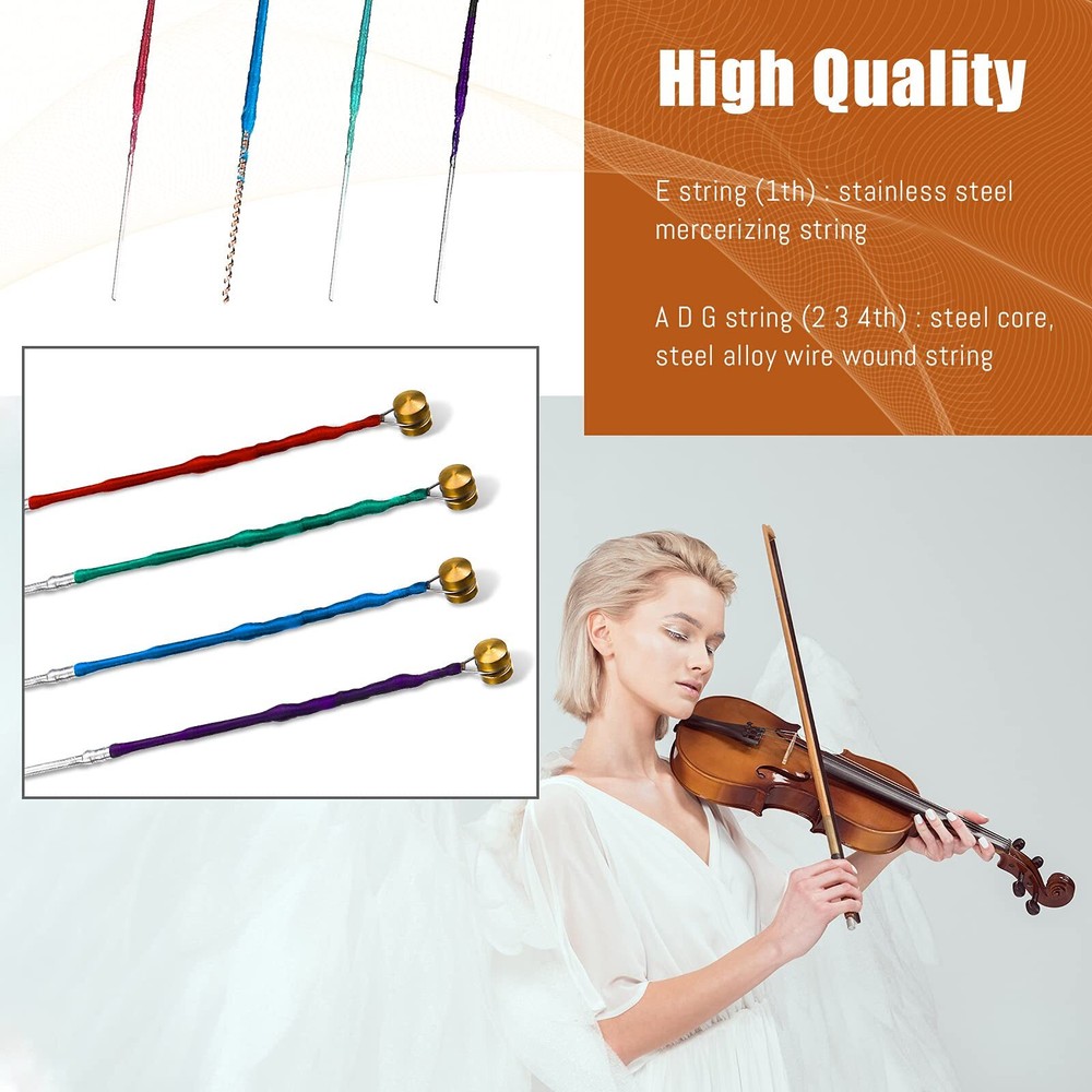 Violin Strings Set G-D-A-E Full Set 4/4 Universal Steel Core Student 8 PCS