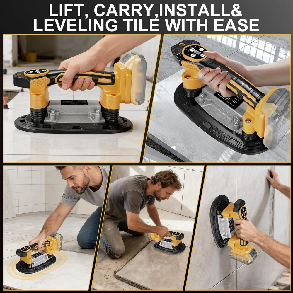 Tile Vibration Tool 250mm Suction Cup Max 551lbs/250kg, Handheld Tile Install...