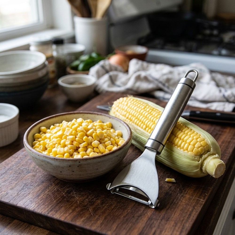 Corn Kernel Remover Tool, Stainless Steel Portable Cob Peeler Cutter