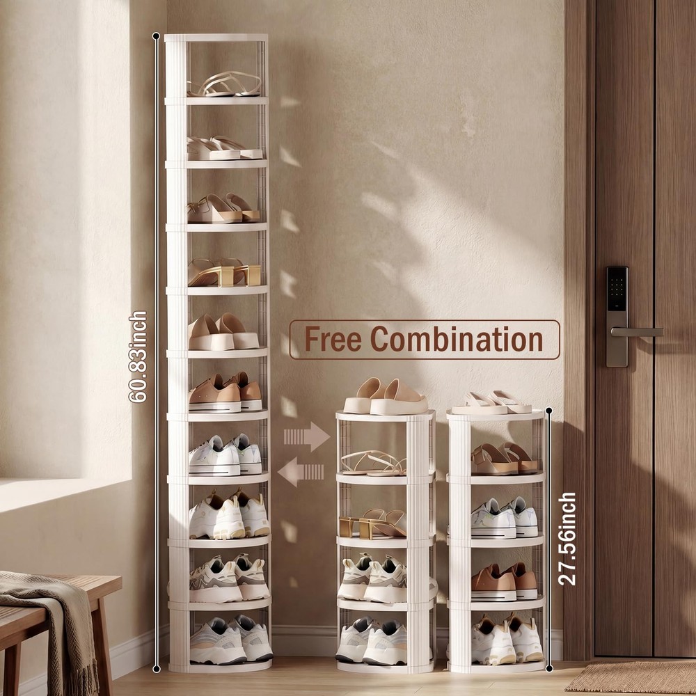10 Tier Vertical Shoe Rack, Stackable Narrow Shoe Rack Organizer for Entryway...