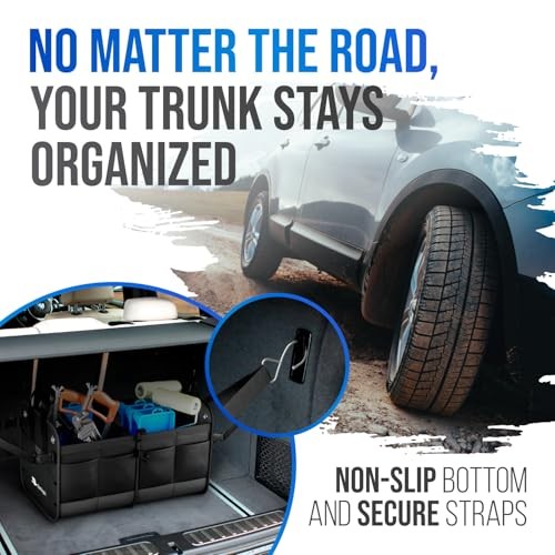 Car Trunk Organizer – Collapsible Storage Box with Adjustable Large Black