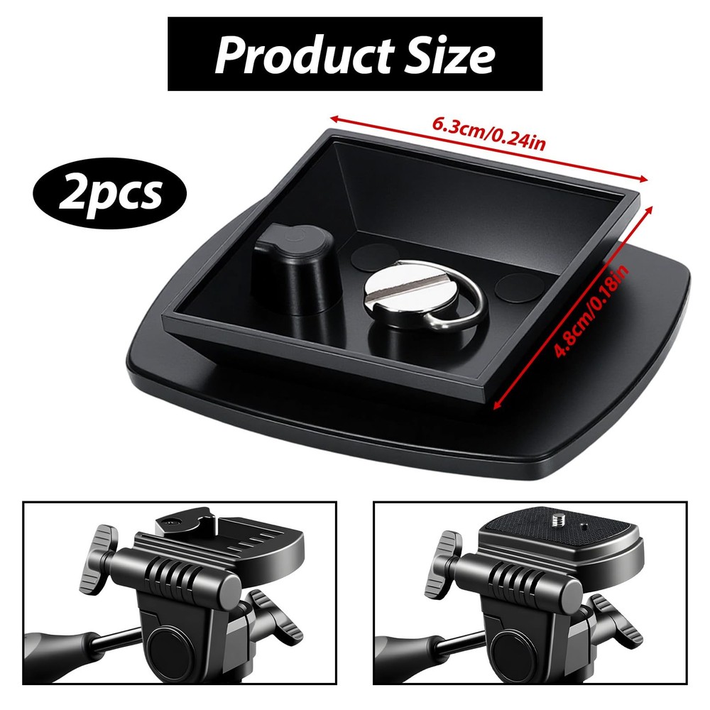 2 Pack Camera Quick Release Plate 63x48mm Universal Tripod Adapter Mount