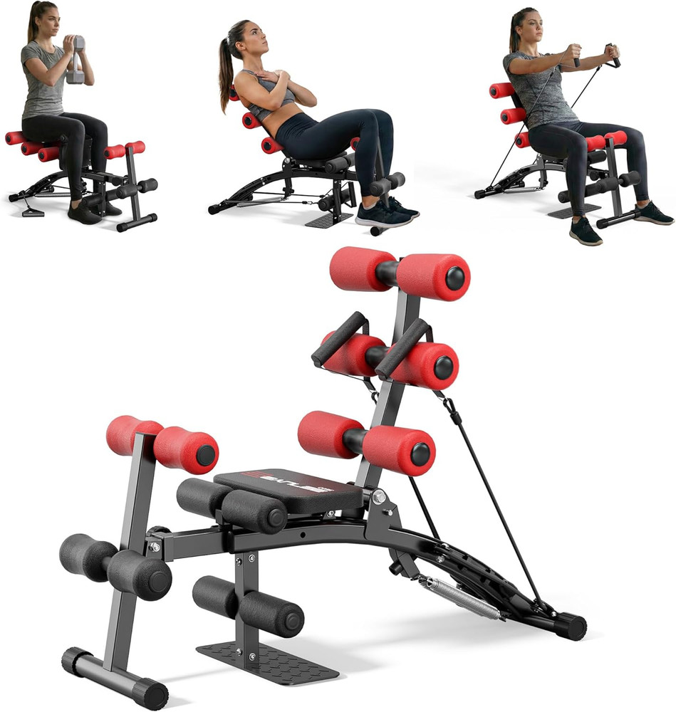 Ab Machine with Squat Machine, Multi-Functional Adjustable Ab Trainer, Ab Workou