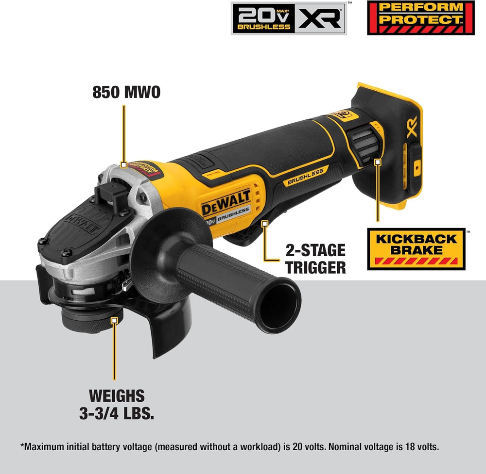 20V MAX* Angle Grinder Tool Cordless Brushless, 4 1/2 Inch, with Paddle Switch a