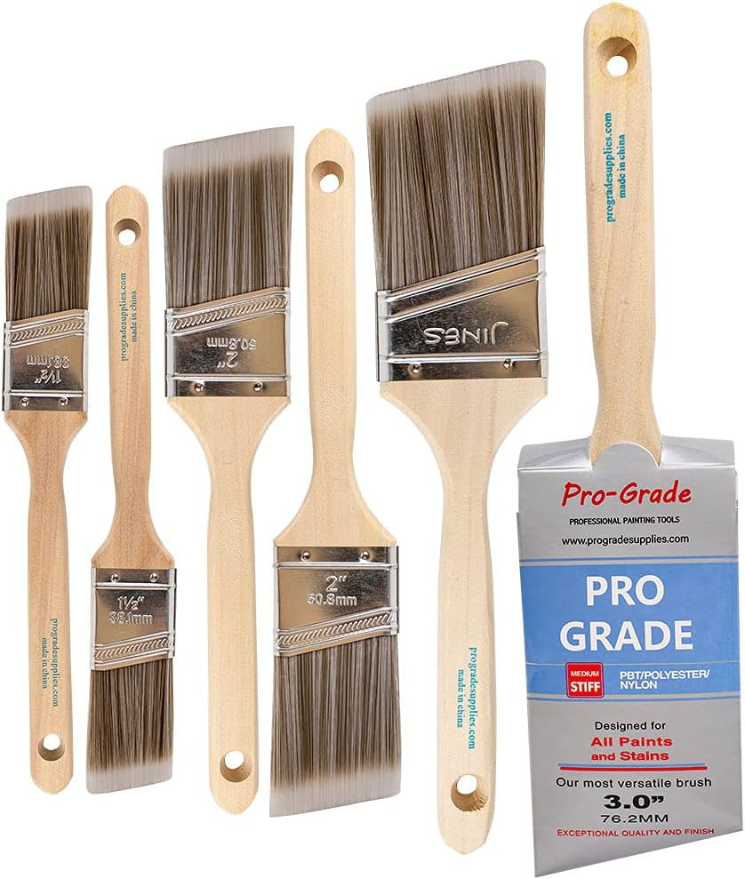 Paint Brushes - (6 Pack) Variety Angle Paint Brushes