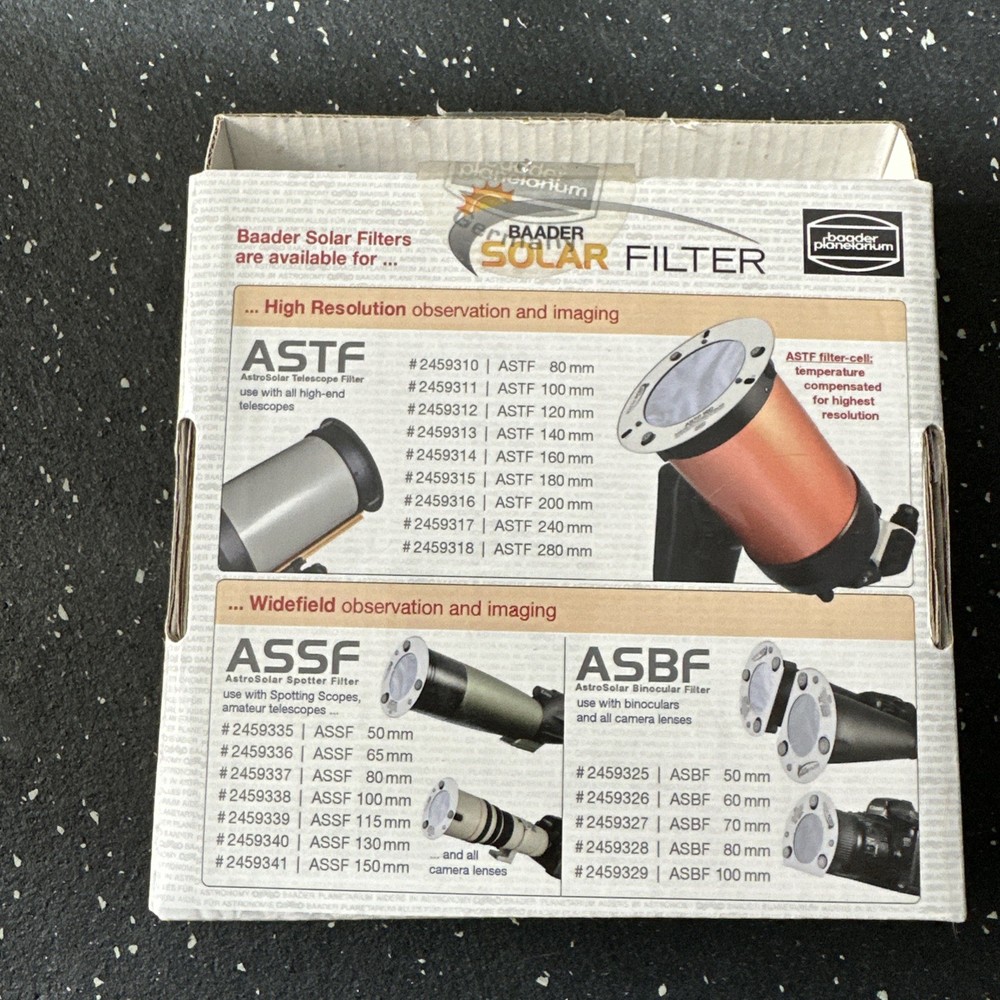 Baader AstroSolar Filter for Binoculars / Camera Lens - 60mm Aperture # ASBF-60