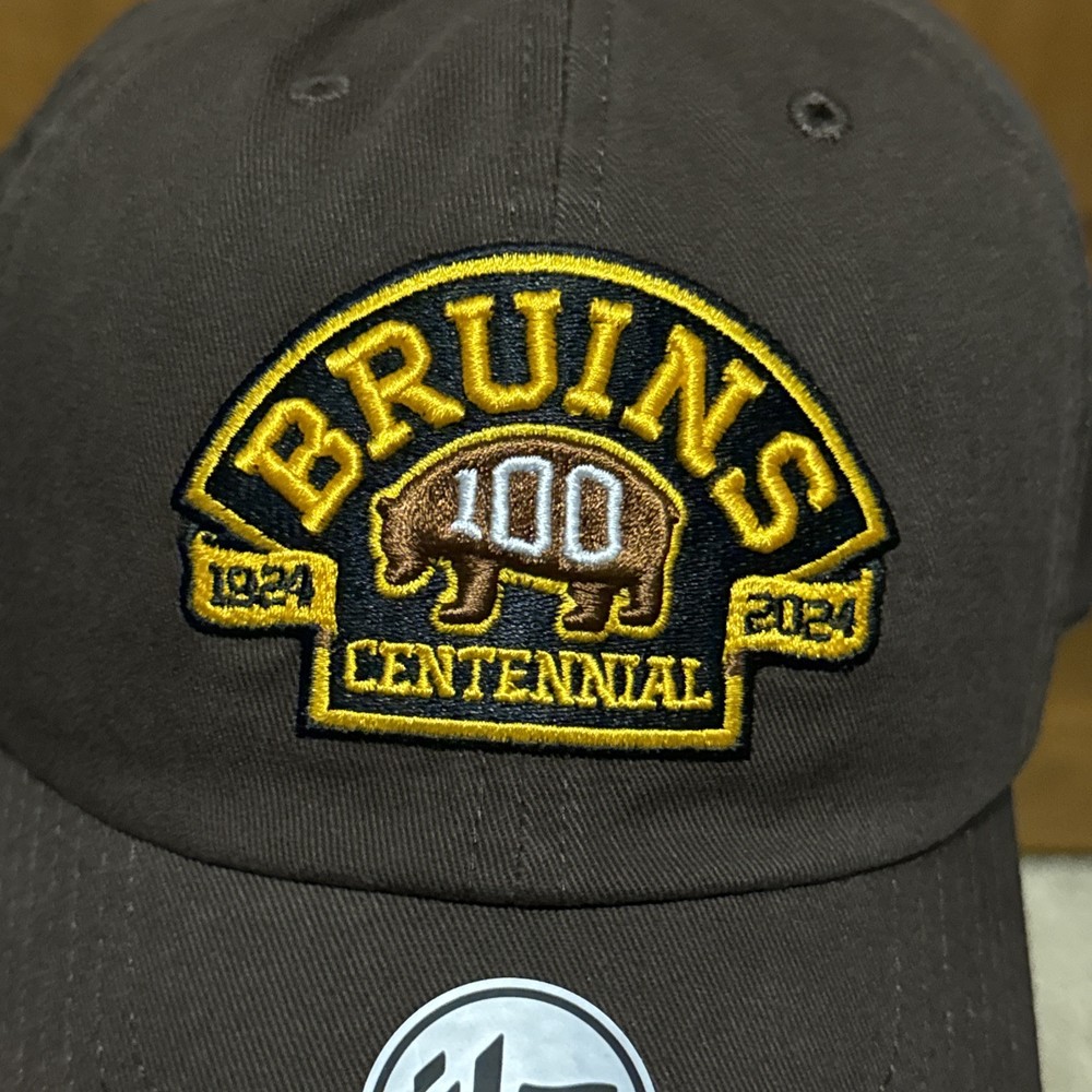 '47 Brand Clean Up Boston Bruins Centennial 100th Adjustable Strapback Hat Cap