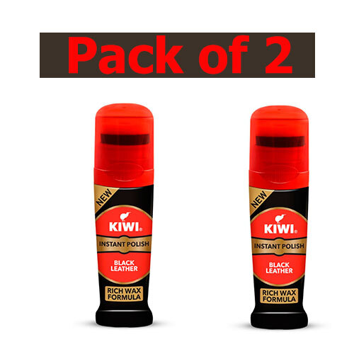 2x Kiwi Instant Polish - Black Leather 75ml