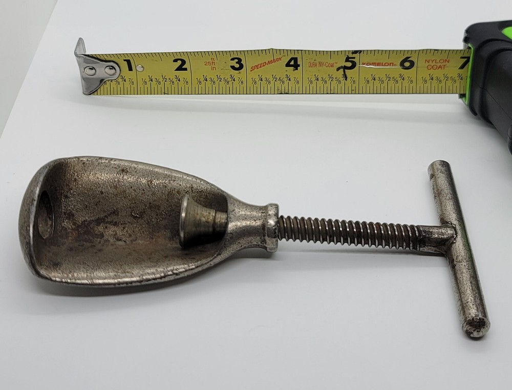 Antique Heavy Metal Nutcracker - Screw Twist, Solid Turn Handle, Nuts Thread, 6"