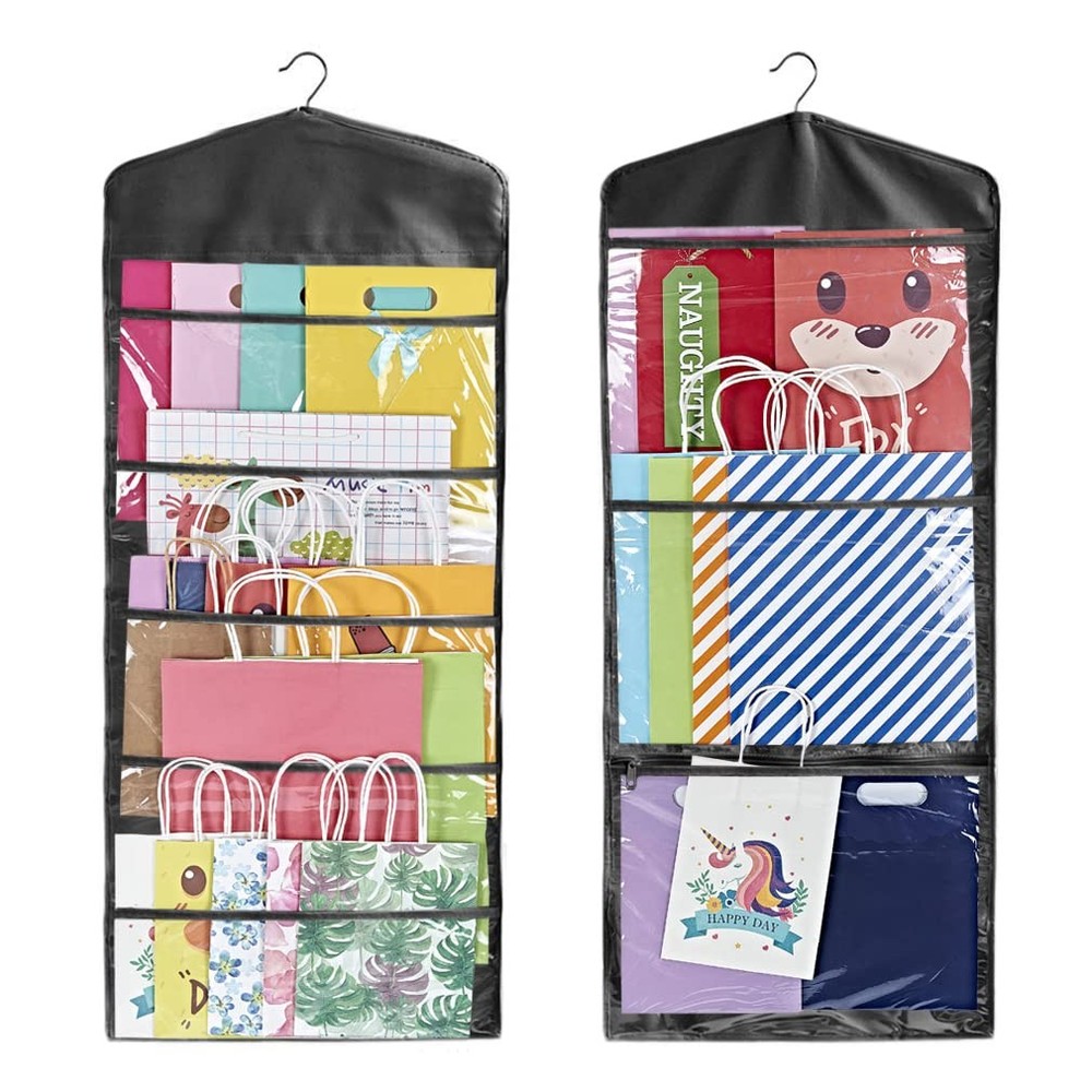 Hanging Double Sided Gift Bag Storage Organizer with Multiple Front and Back ...