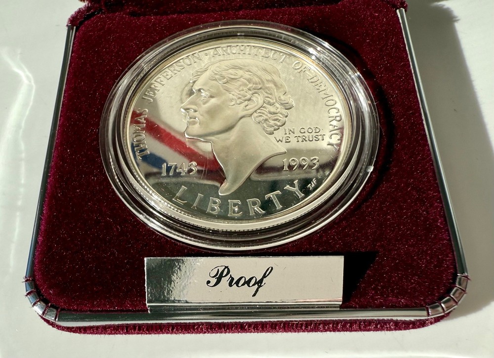 1993-S Thomas Jefferson 250th Anniversary Commemorative Proof Silver Dollar