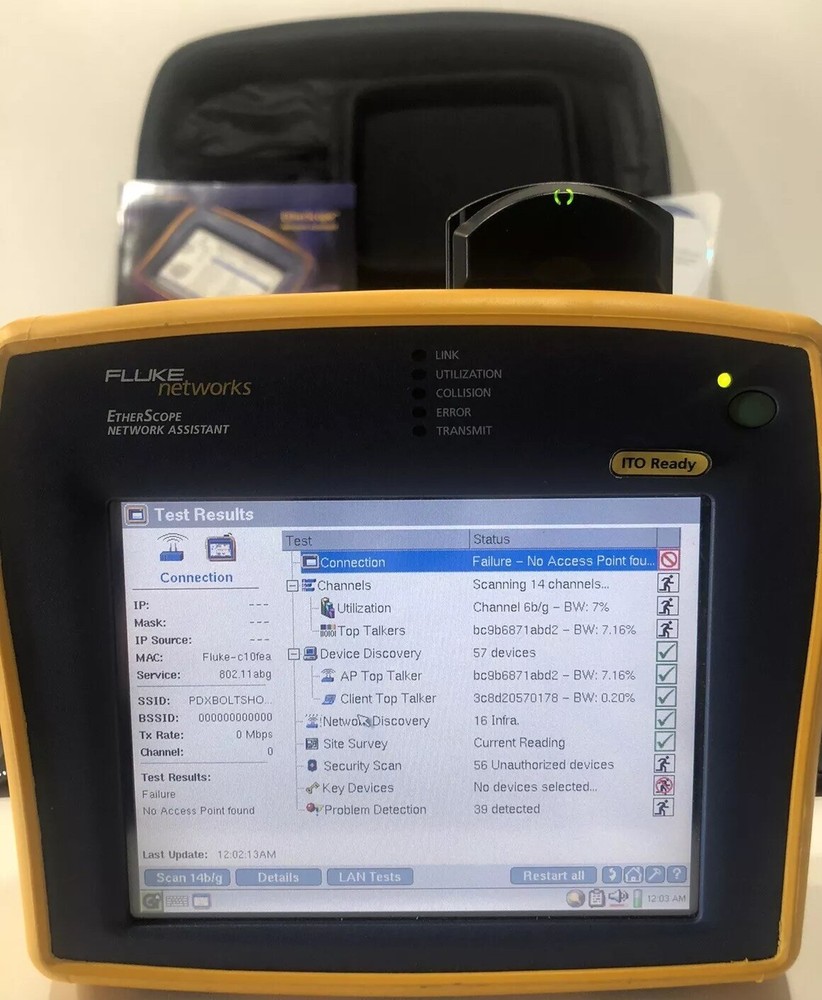 Fluke Networks EtherScope Series I Network Assistant w/ LAN WLAN & ITO Opts