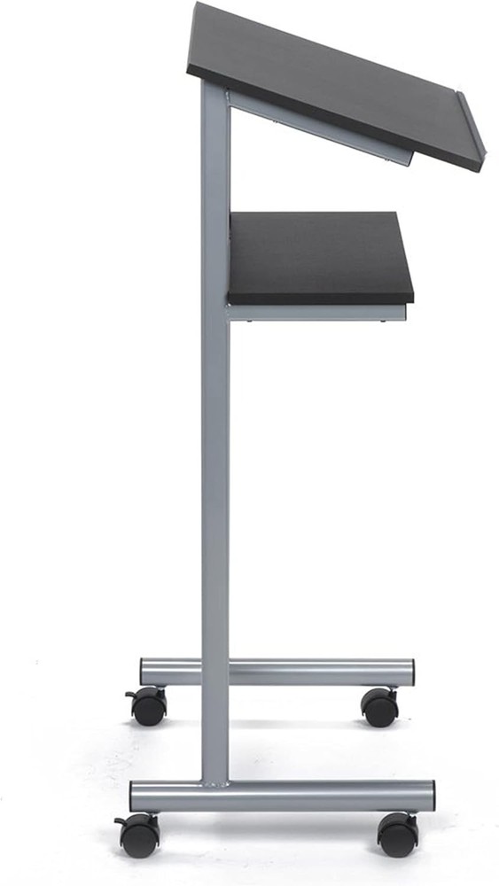 Audio-Visual Direct Wheeled Lectern Podium - Standing Standing, Silver/Black