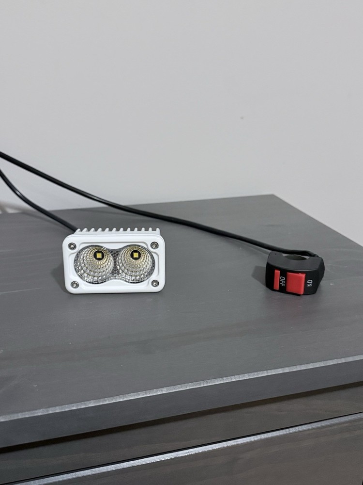 Universal White Baja LED Light with Battery Pack – Works on All Bikes