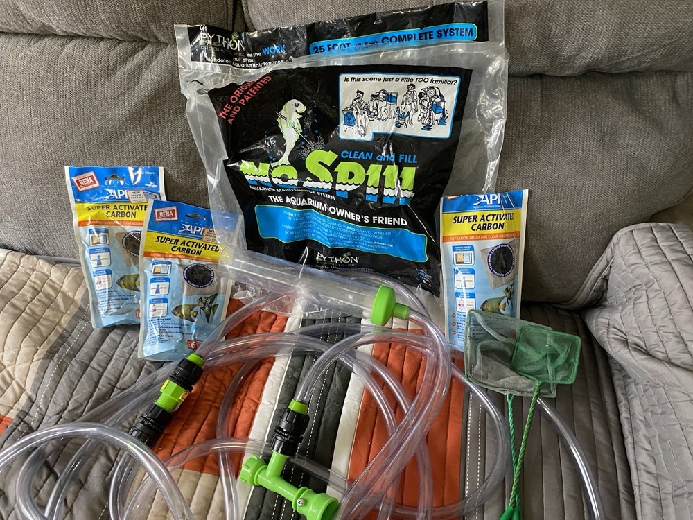 Huge Lot Aquarium Maintenance Python25’ No Spill Clean And Fill Filters Carbon